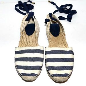 Romena Handmade Espadrilles Navy White Striped Womens Flat Sandals 40 US 9 Spain